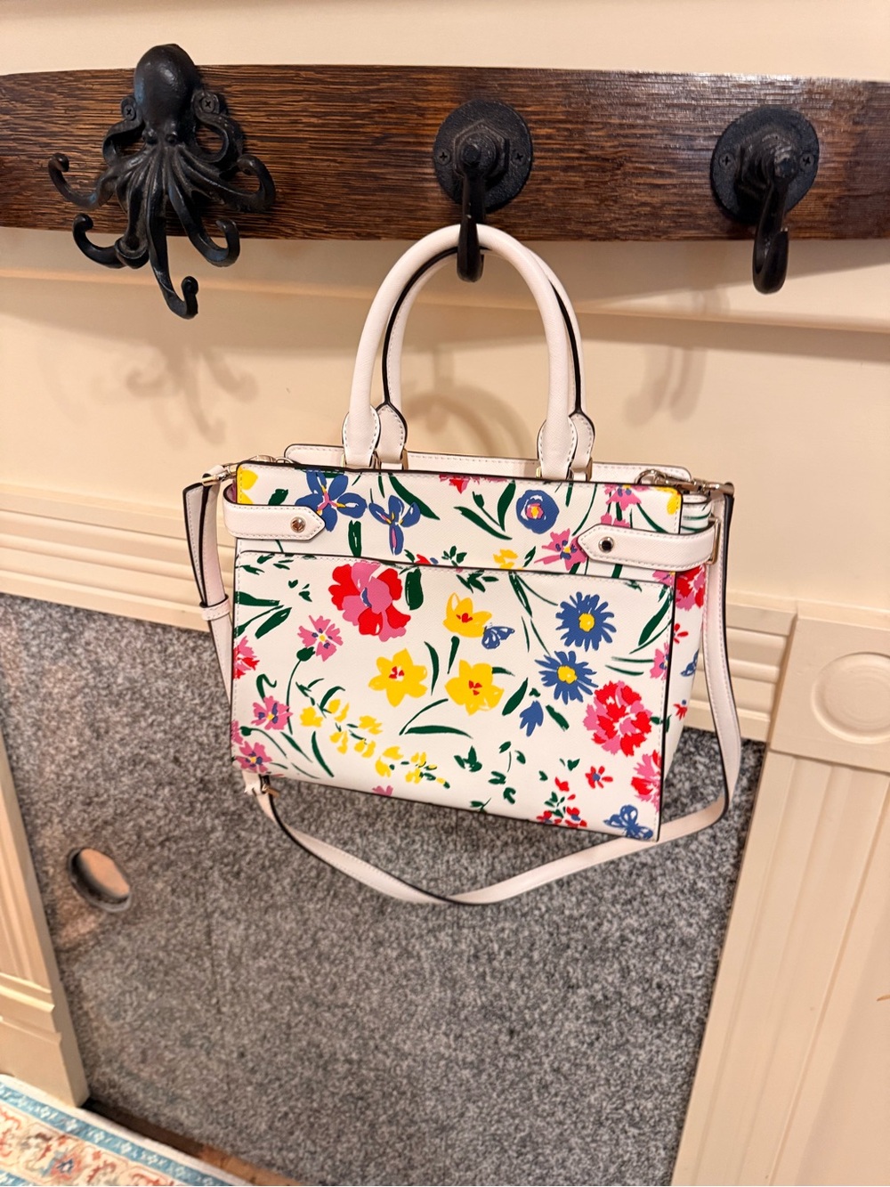 kate spade Cream Floral Convertible Satchel with Multicolor Print - Picture 2 of 3